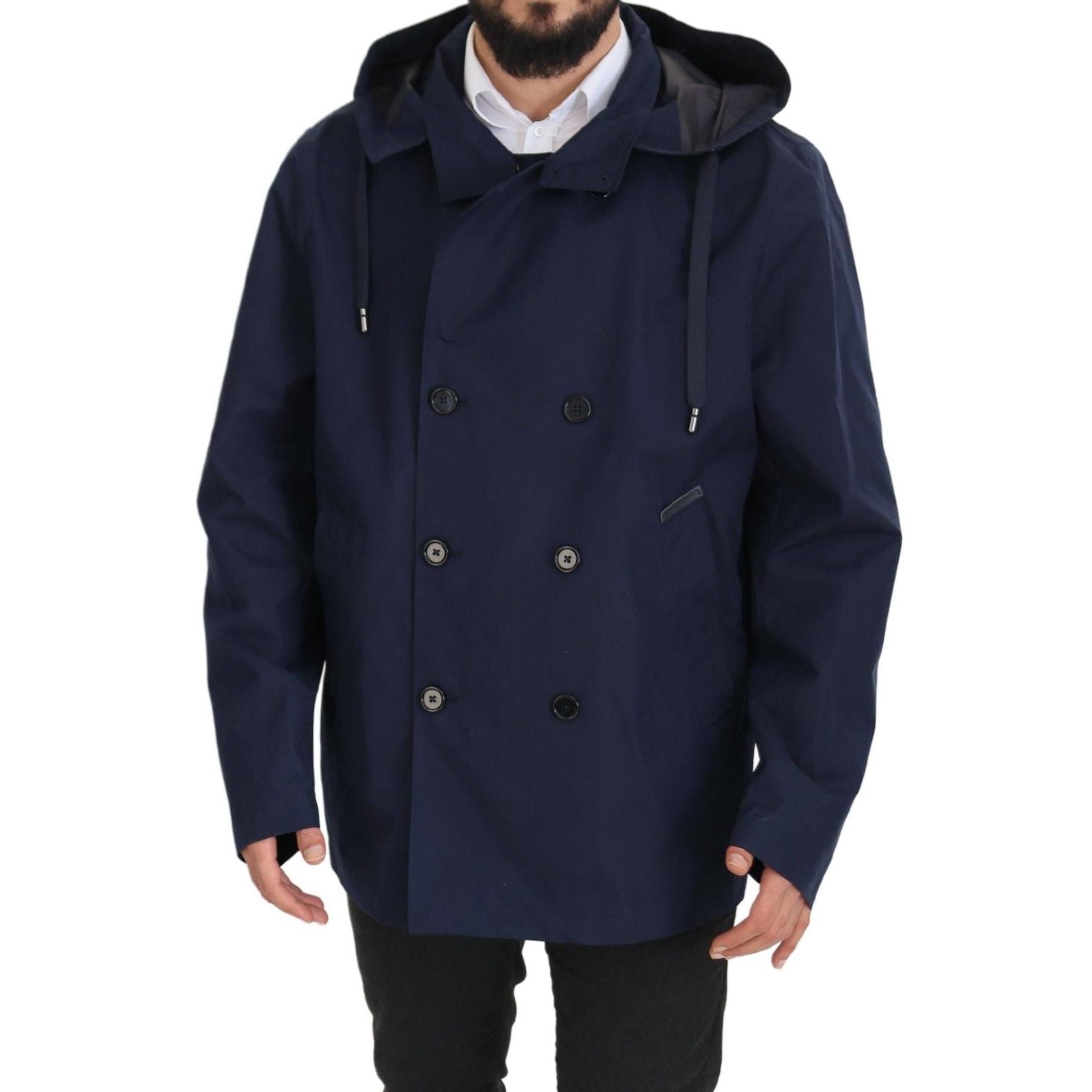 Dolce &amp; Gabbana Elegant Double-Breasted Blue Parka Jacket