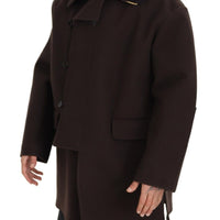 Dolce & Gabbana Elegant Dark Brown Shearling Coat Jacket