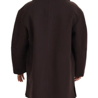 Dolce & Gabbana Elegant Dark Brown Shearling Coat Jacket