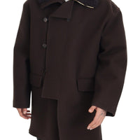 Dolce & Gabbana Elegant Dark Brown Shearling Coat Jacket