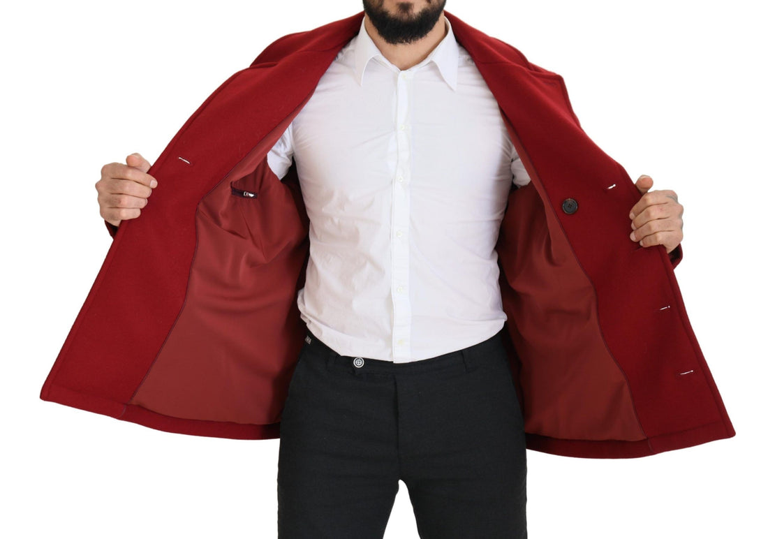 Dolce & Gabbana Elegant Red Double Breasted Wool Jacket