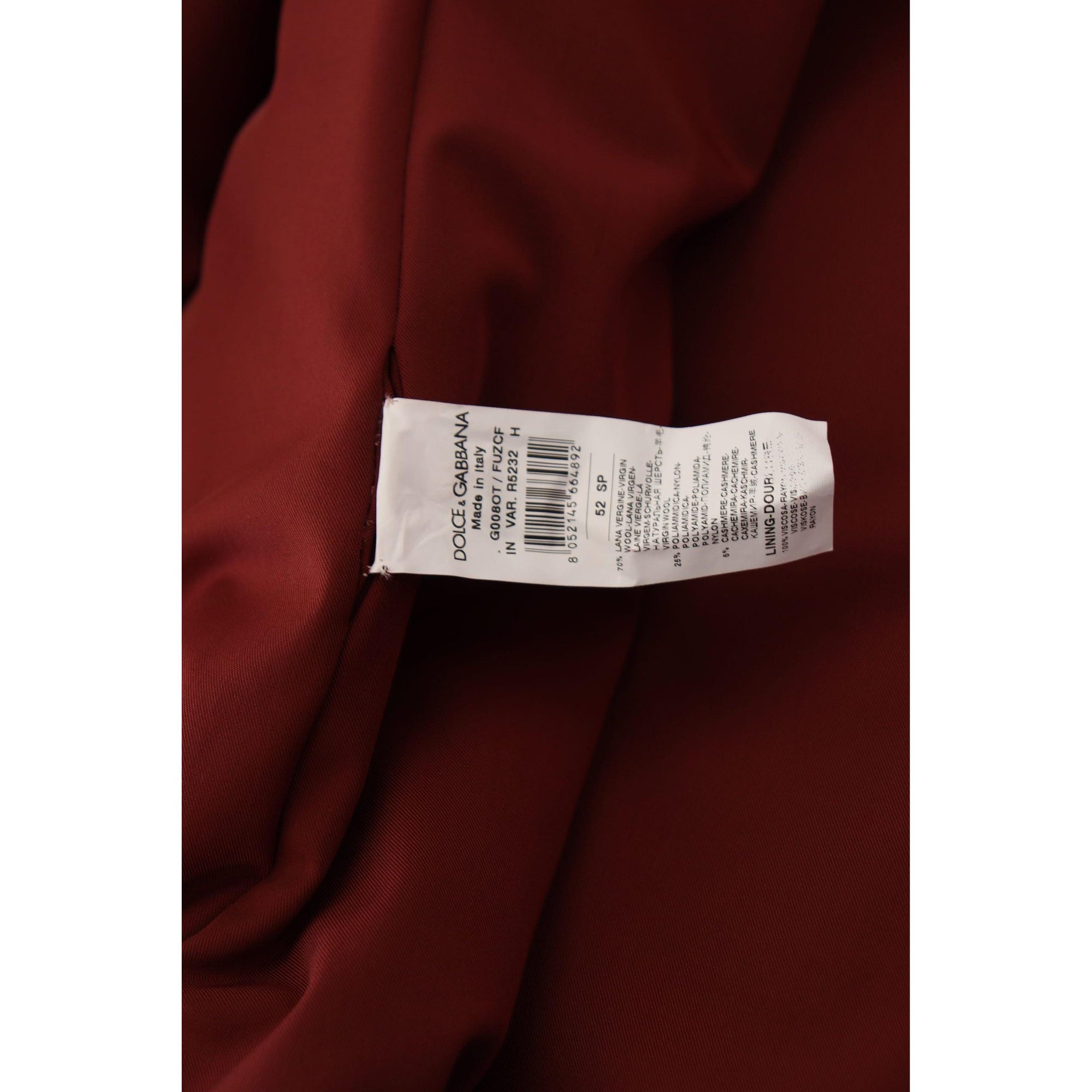 Dolce &amp; Gabbana Elegant Red Double Breasted Wool Jacket