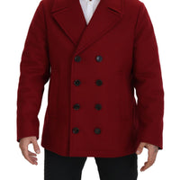 Dolce & Gabbana Elegant Red Double Breasted Wool Jacket