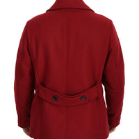 Dolce & Gabbana Elegant Red Double Breasted Wool Jacket