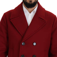 Dolce & Gabbana Elegant Red Double Breasted Wool Jacket