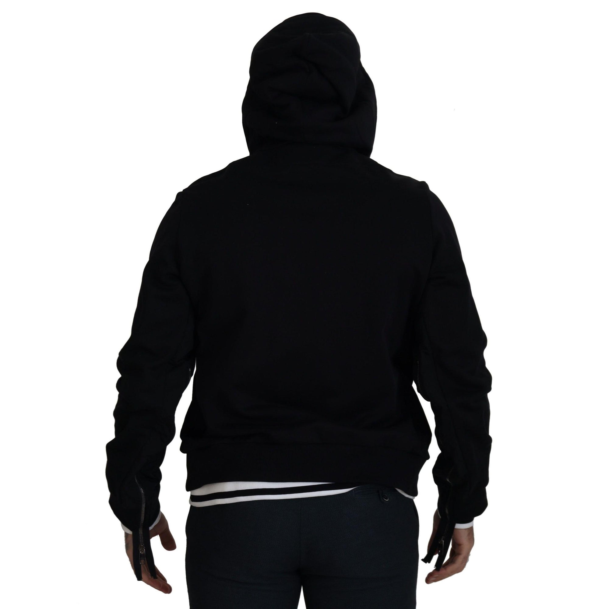 Dolce &amp; Gabbana Elegant Black Bomber Jacket with Hood