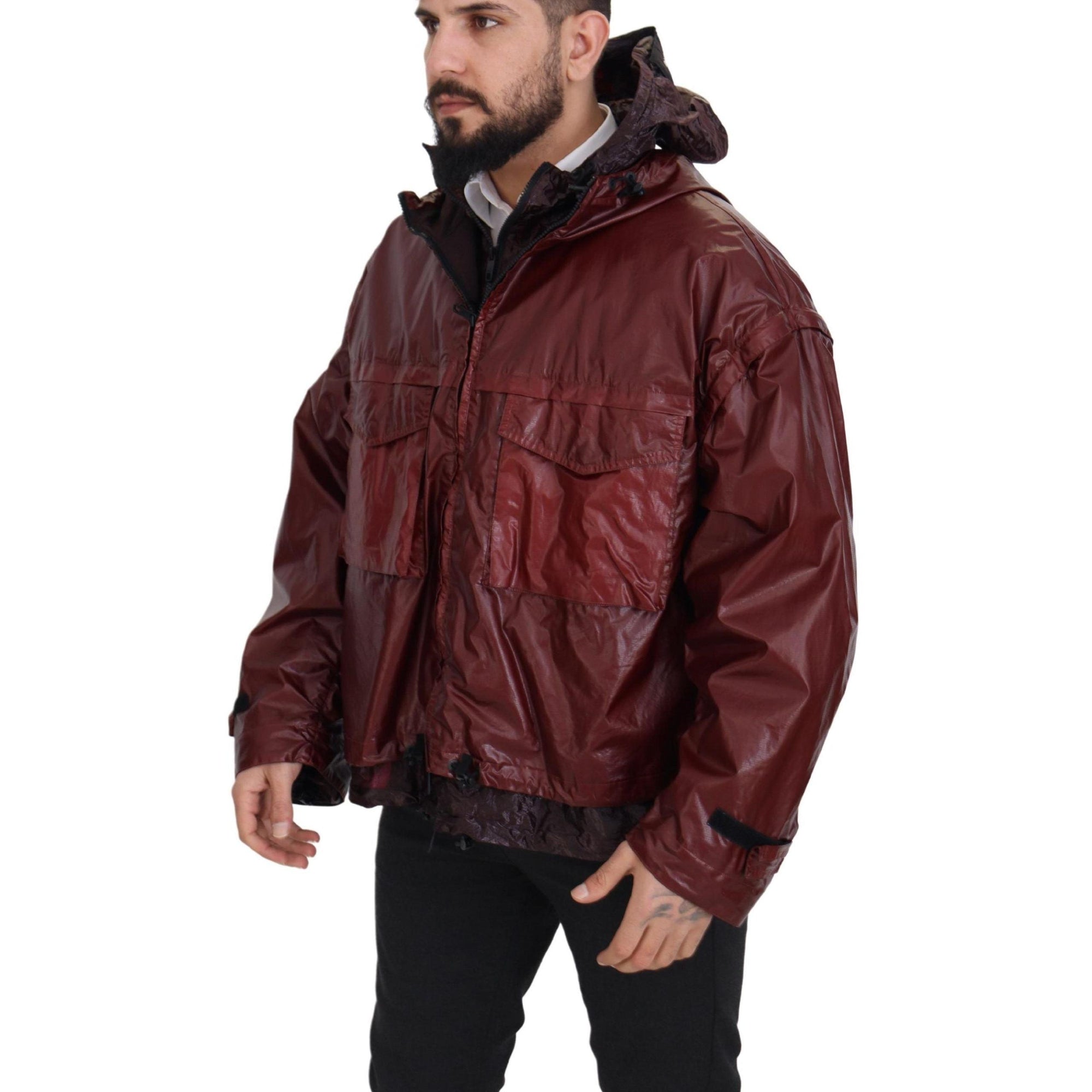 Dolce &amp; Gabbana Elegant Bordeaux Full Zip Hooded Jacket