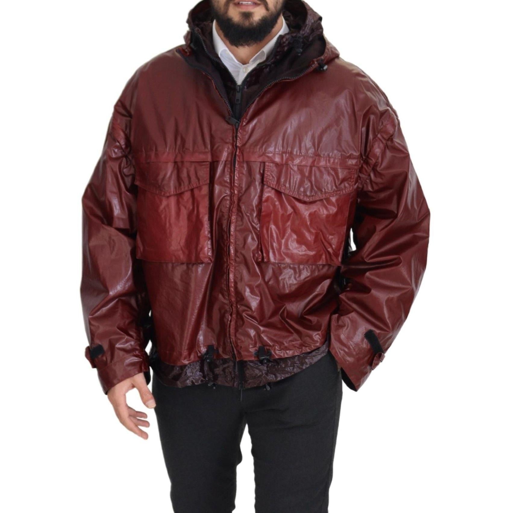 Dolce &amp; Gabbana Elegant Bordeaux Full Zip Hooded Jacket