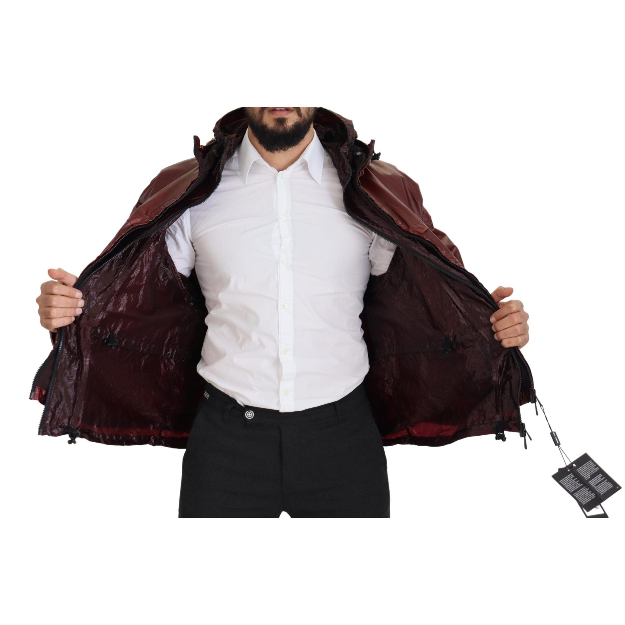 Dolce &amp; Gabbana Elegant Bordeaux Full Zip Hooded Jacket