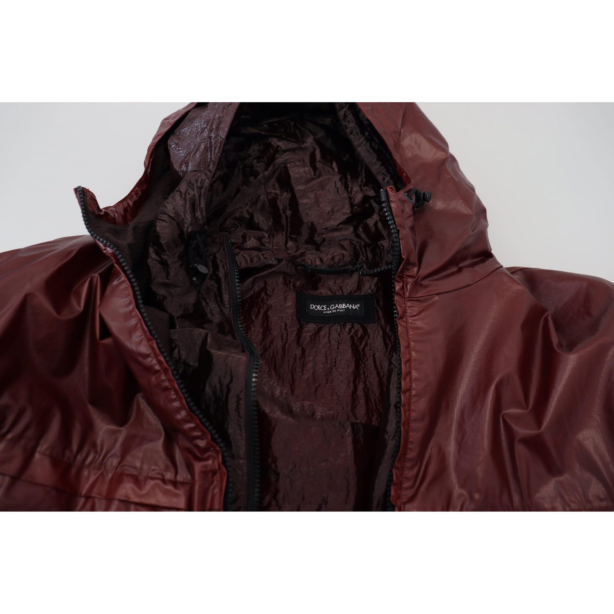 Dolce &amp; Gabbana Elegant Bordeaux Full Zip Hooded Jacket
