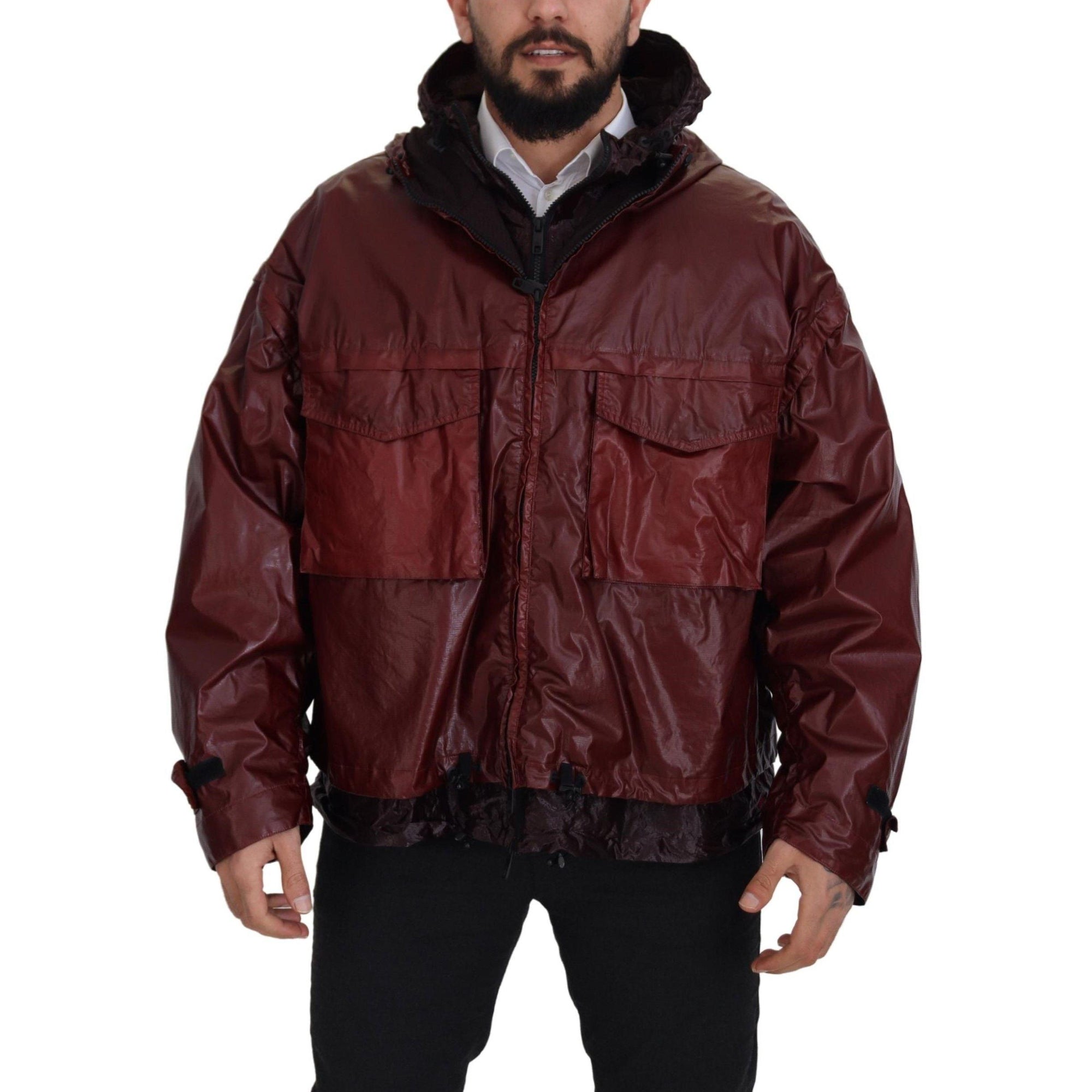 Dolce &amp; Gabbana Elegant Bordeaux Full Zip Hooded Jacket