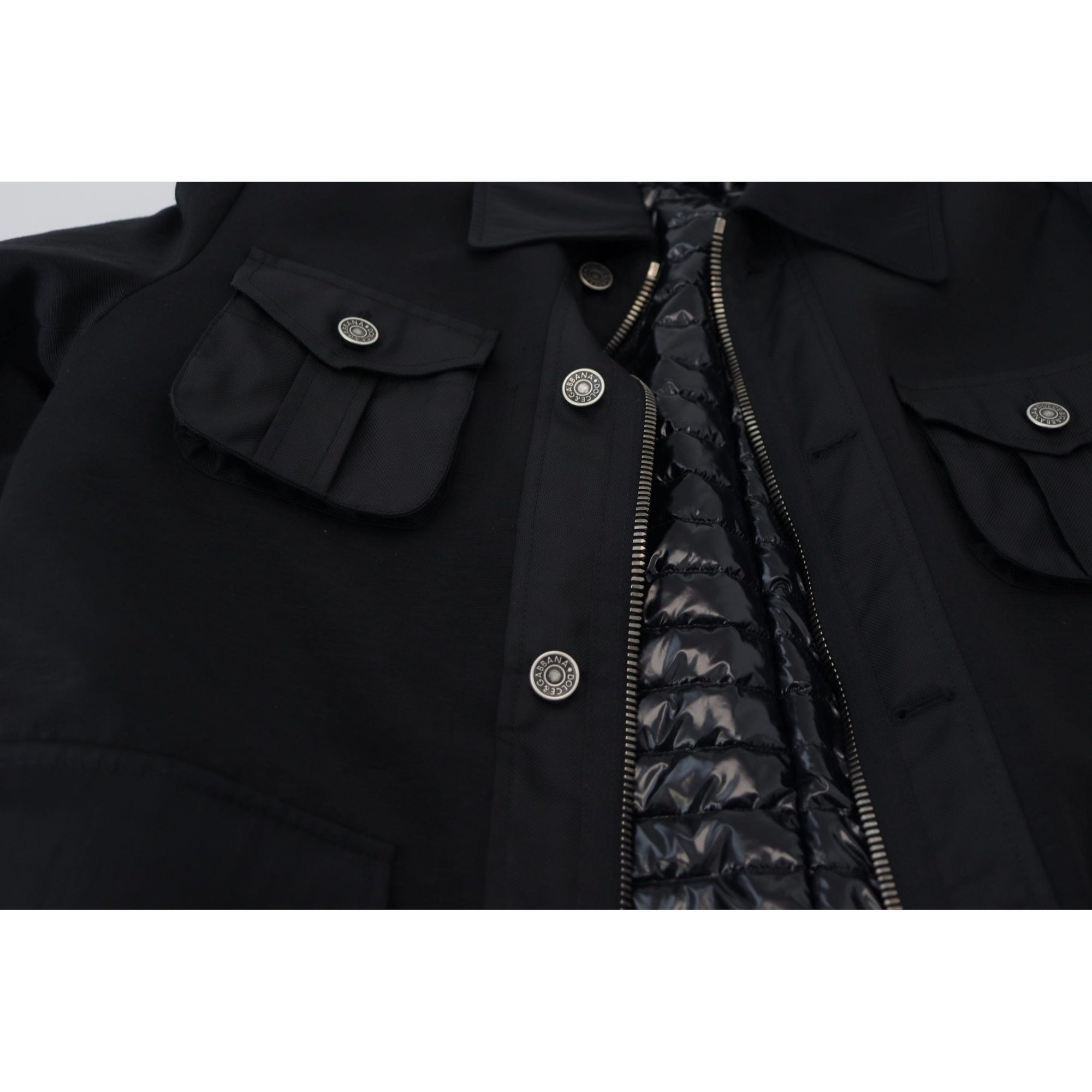 Dolce &amp; Gabbana Elegant Full Zip Black Wool Blend Jacket