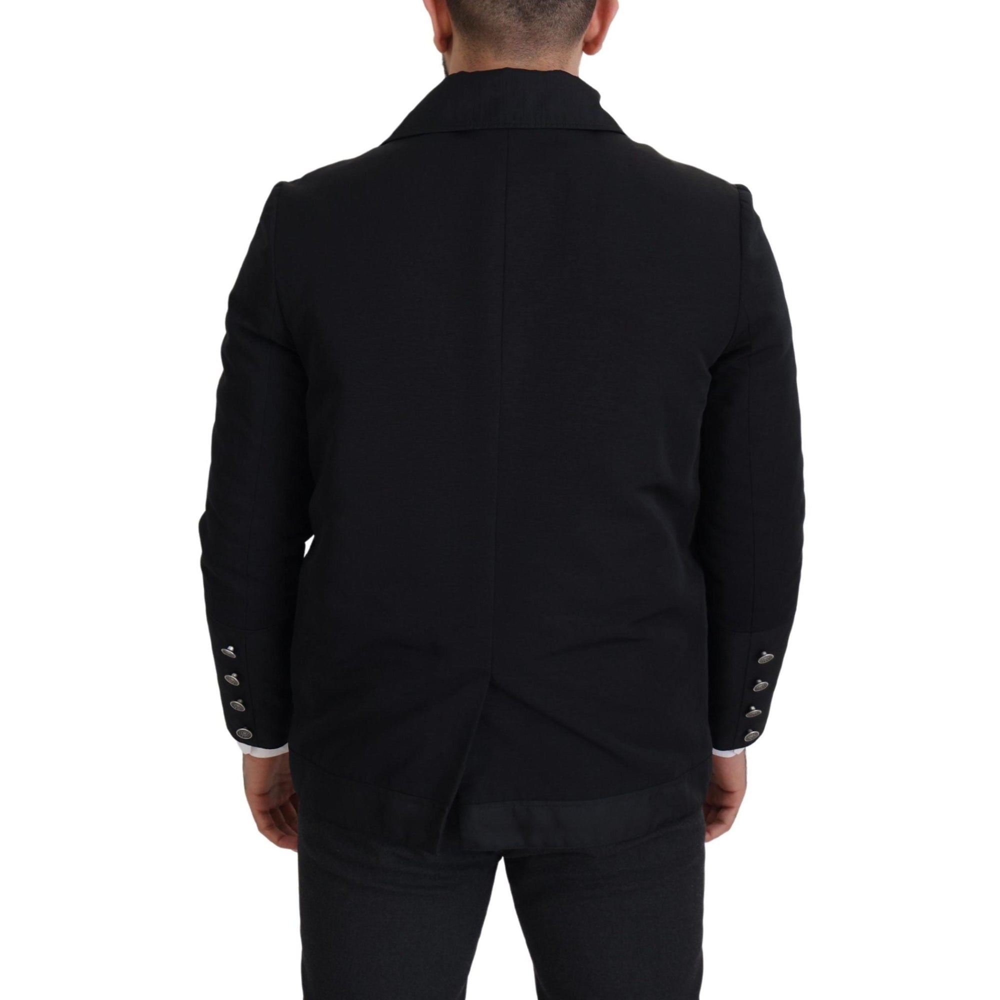 Dolce &amp; Gabbana Elegant Full Zip Black Wool Blend Jacket