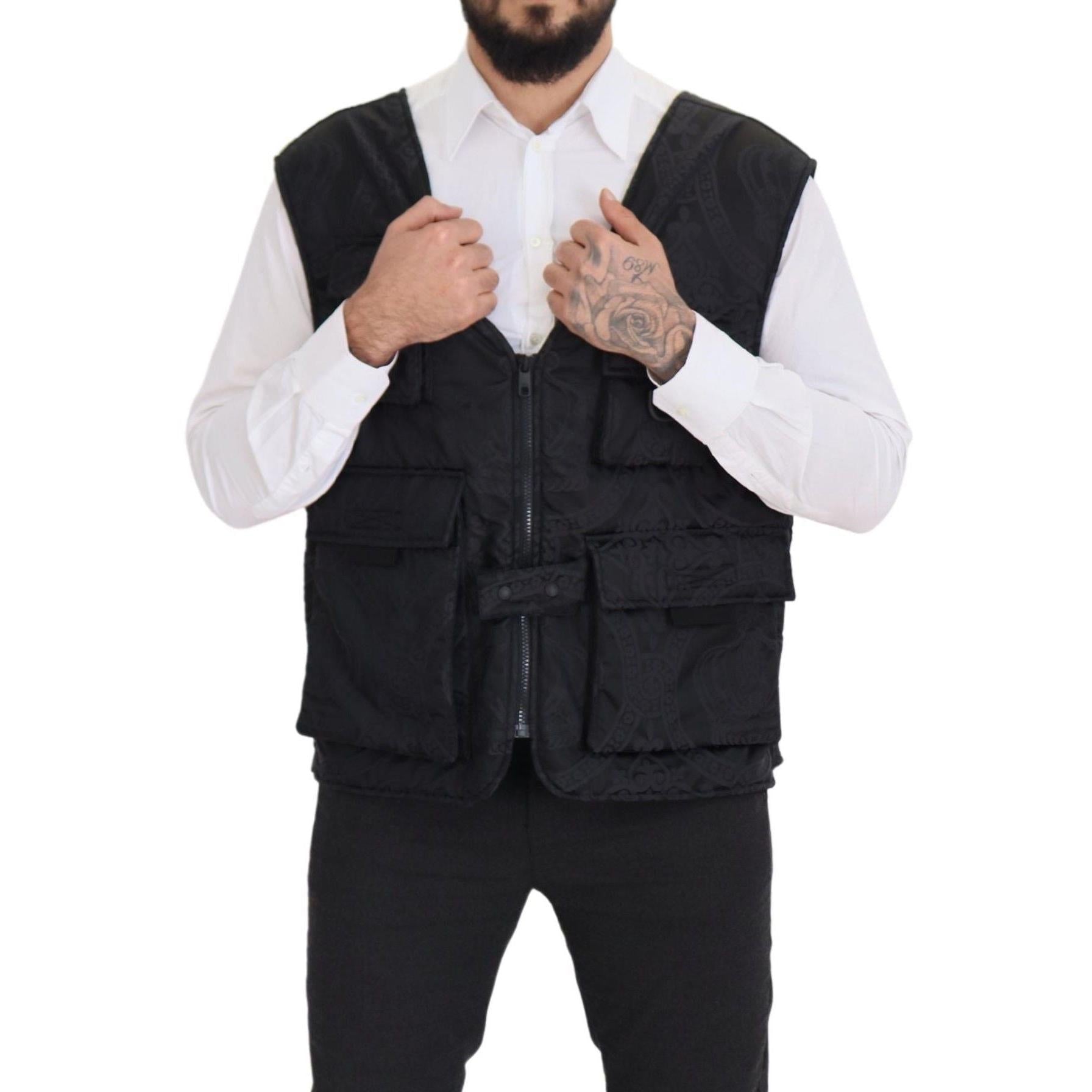 Dolce &amp; Gabbana Elegant Sleeveless Vest Jacket in Black