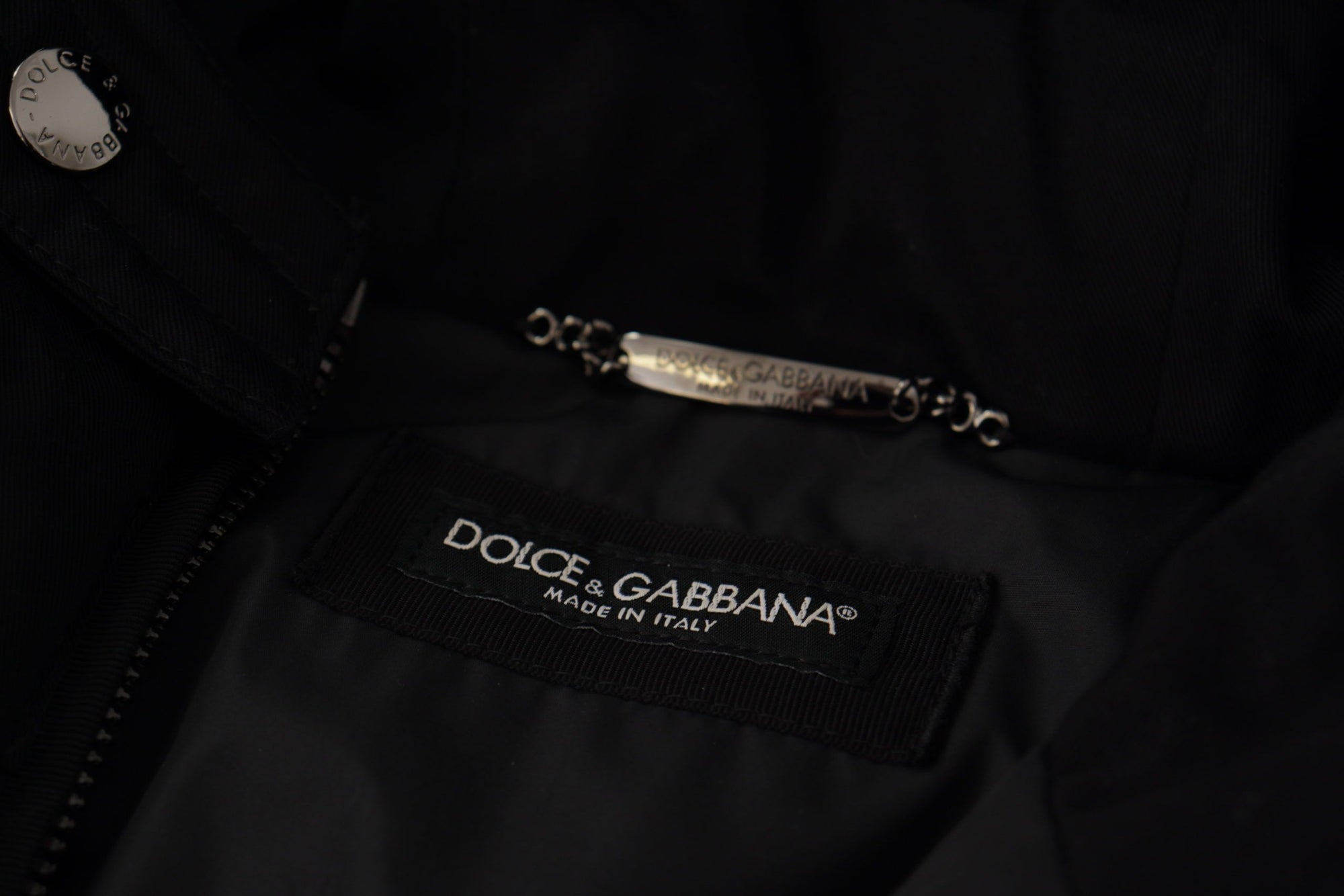 Dolce &amp; Gabbana Elegant Black Hooded Parka Winter Jacket