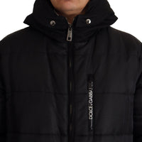 Dolce & Gabbana Elegant Black Hooded Parka Winter Jacket