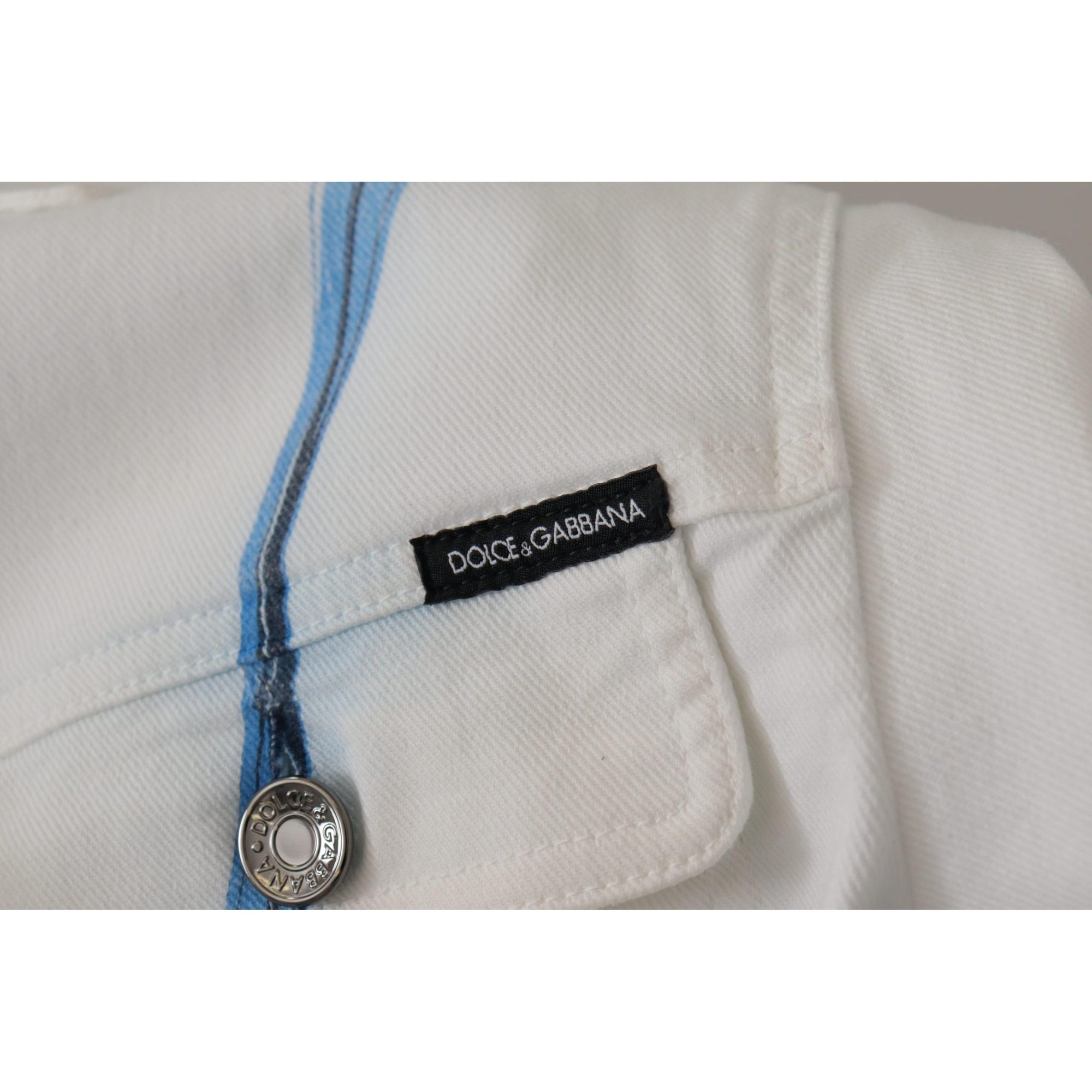 Dolce &amp; Gabbana Multicolor Logo Embroidered Denim Jacket