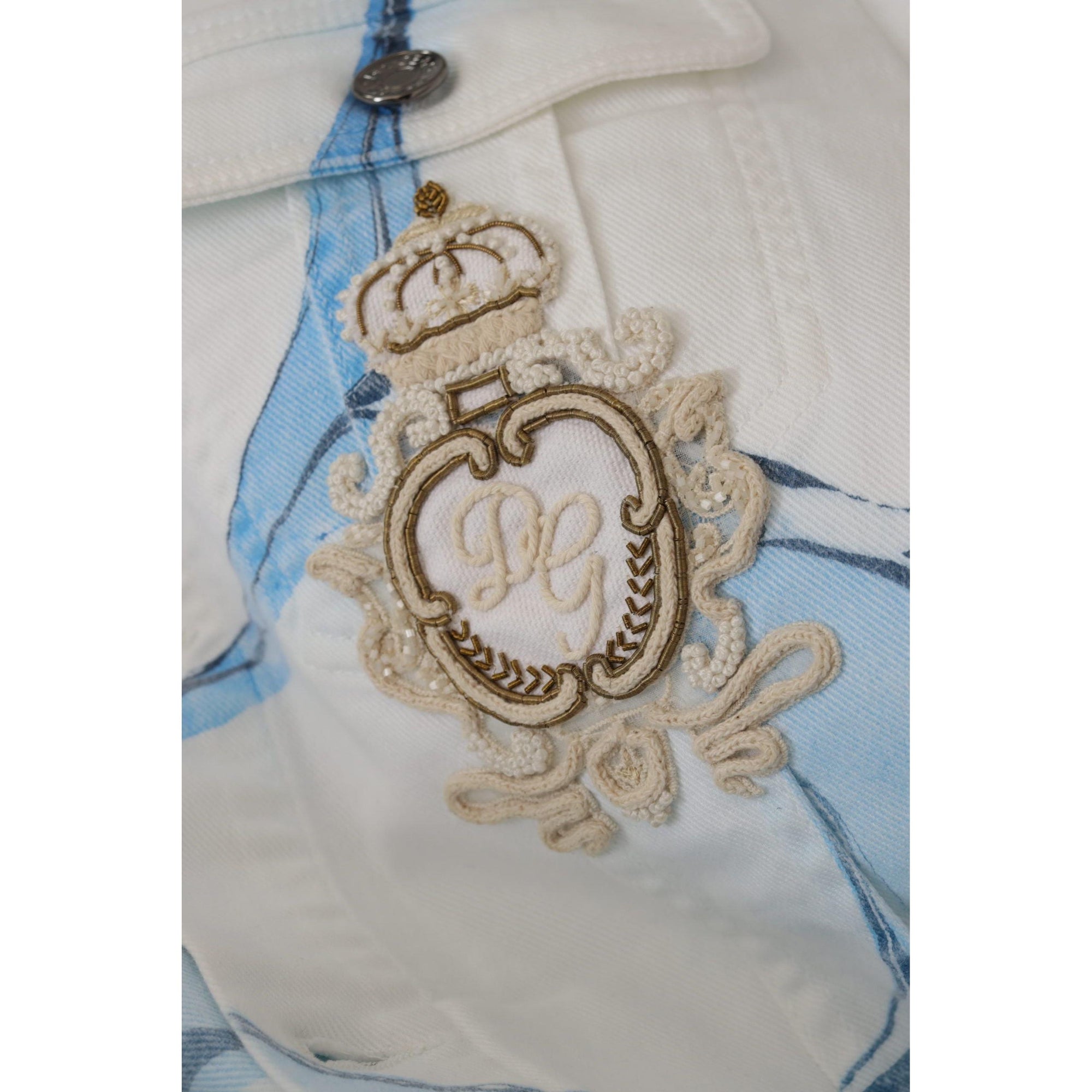 Dolce &amp; Gabbana Multicolor Logo Embroidered Denim Jacket