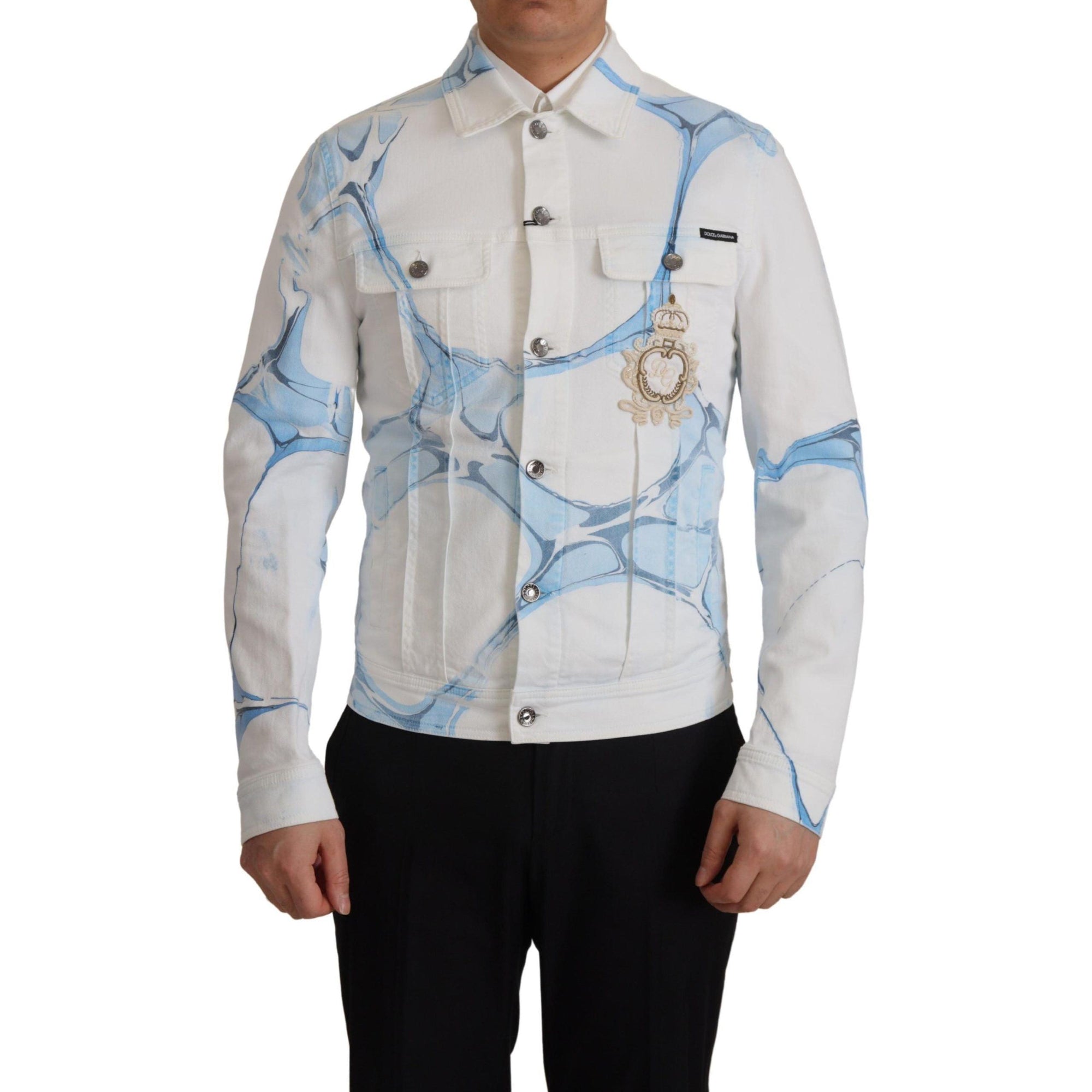 Dolce &amp; Gabbana Multicolor Logo Embroidered Denim Jacket
