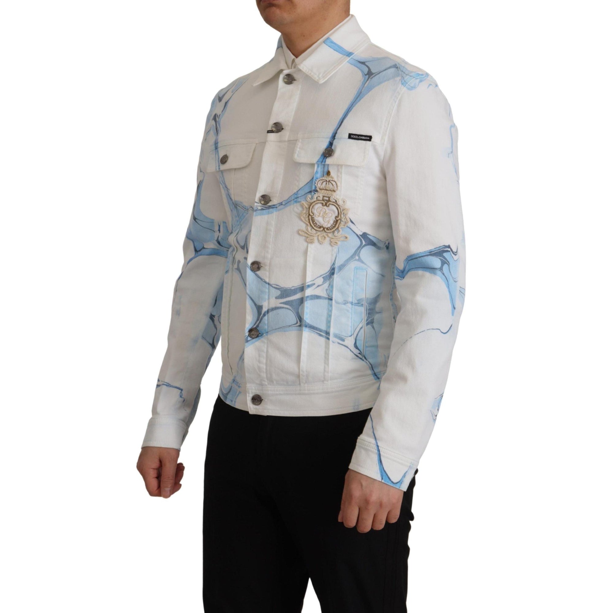 Dolce &amp; Gabbana Multicolor Logo Embroidered Denim Jacket