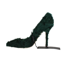 Dolce & Gabbana Elegant Green Xiangao Fur Leather Pumps