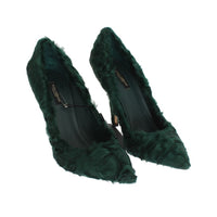 Dolce & Gabbana Elegant Green Xiangao Fur Leather Pumps