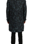 Dolce & Gabbana Blue Camouflage Trench Coat Elegance