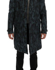 Dolce & Gabbana Blue Camouflage Trench Coat Elegance