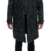 Dolce & Gabbana Blue Camouflage Trench Coat Elegance