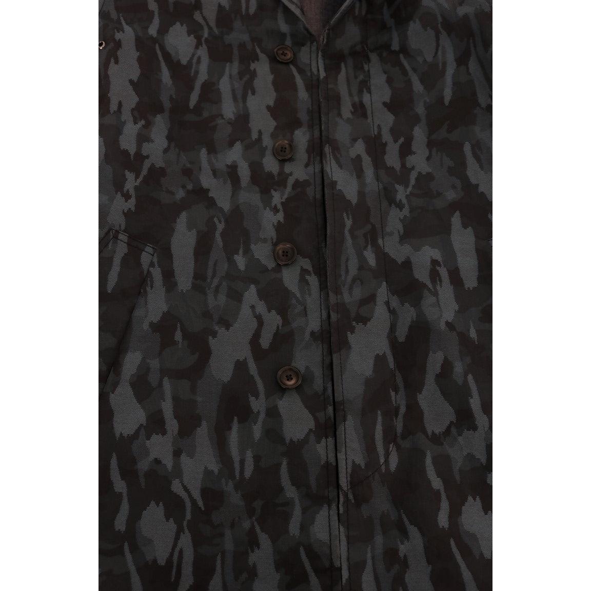 Dolce &amp; Gabbana Blue Camouflage Trench Coat Elegance