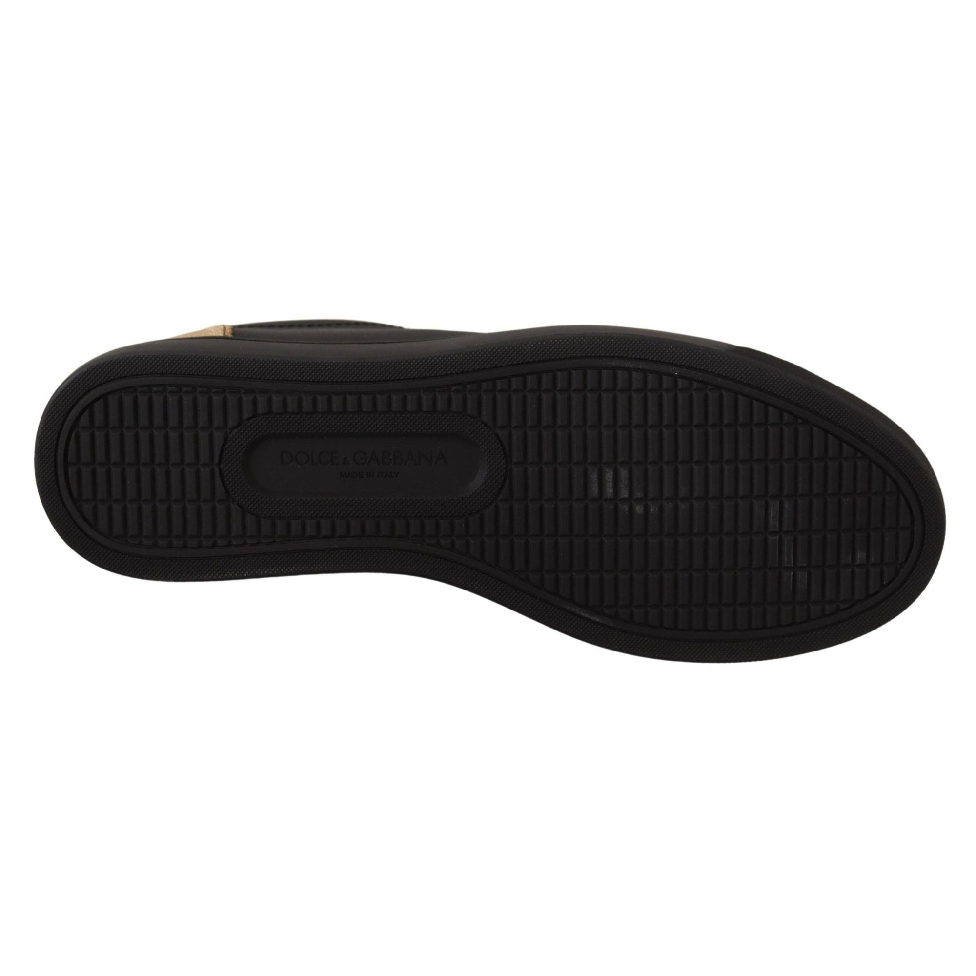 Dolce &amp; Gabbana Chic Black and Gold Low-top Leather Sneakers
