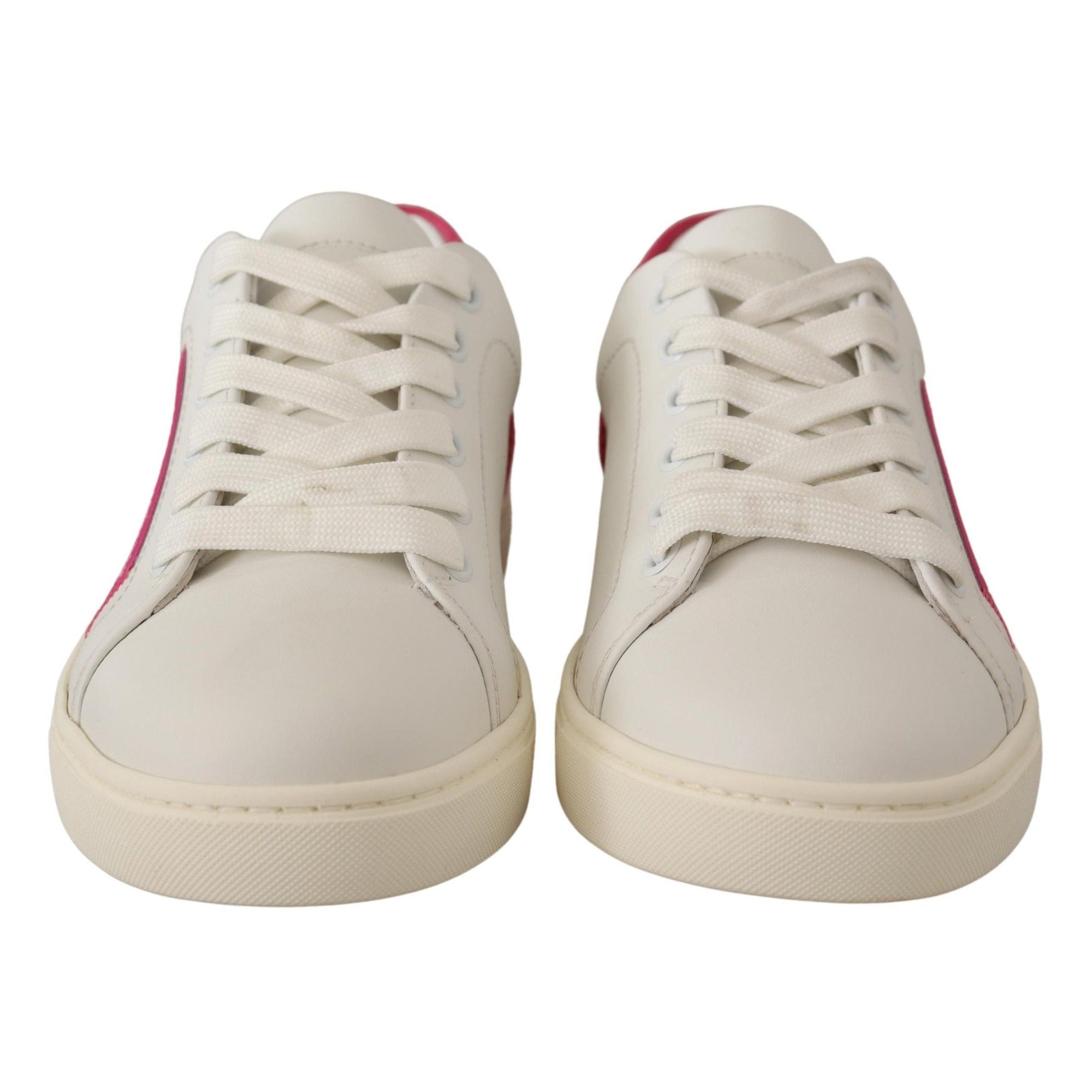 Dolce &amp; Gabbana Elegant White Leather Low-Top Sneakers