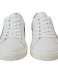 Dolce & Gabbana Chic White Pink Leather Low-Top Sneakers