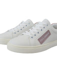 Dolce & Gabbana Chic White Pink Leather Low-Top Sneakers