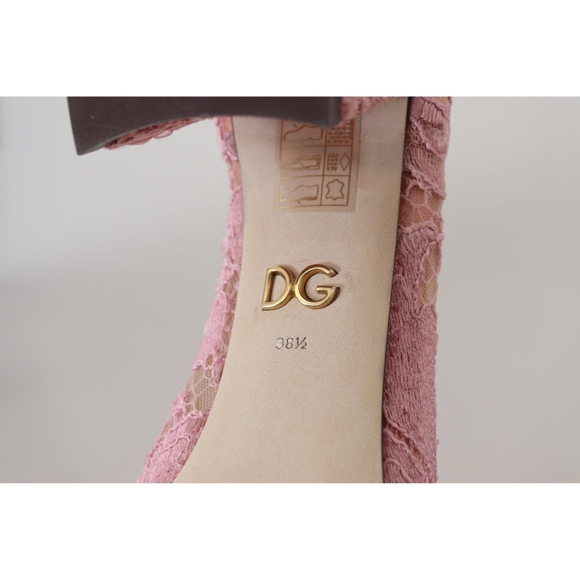 Dolce &amp; Gabbana Pastel Pink Lace Crystal Embellished Pumps