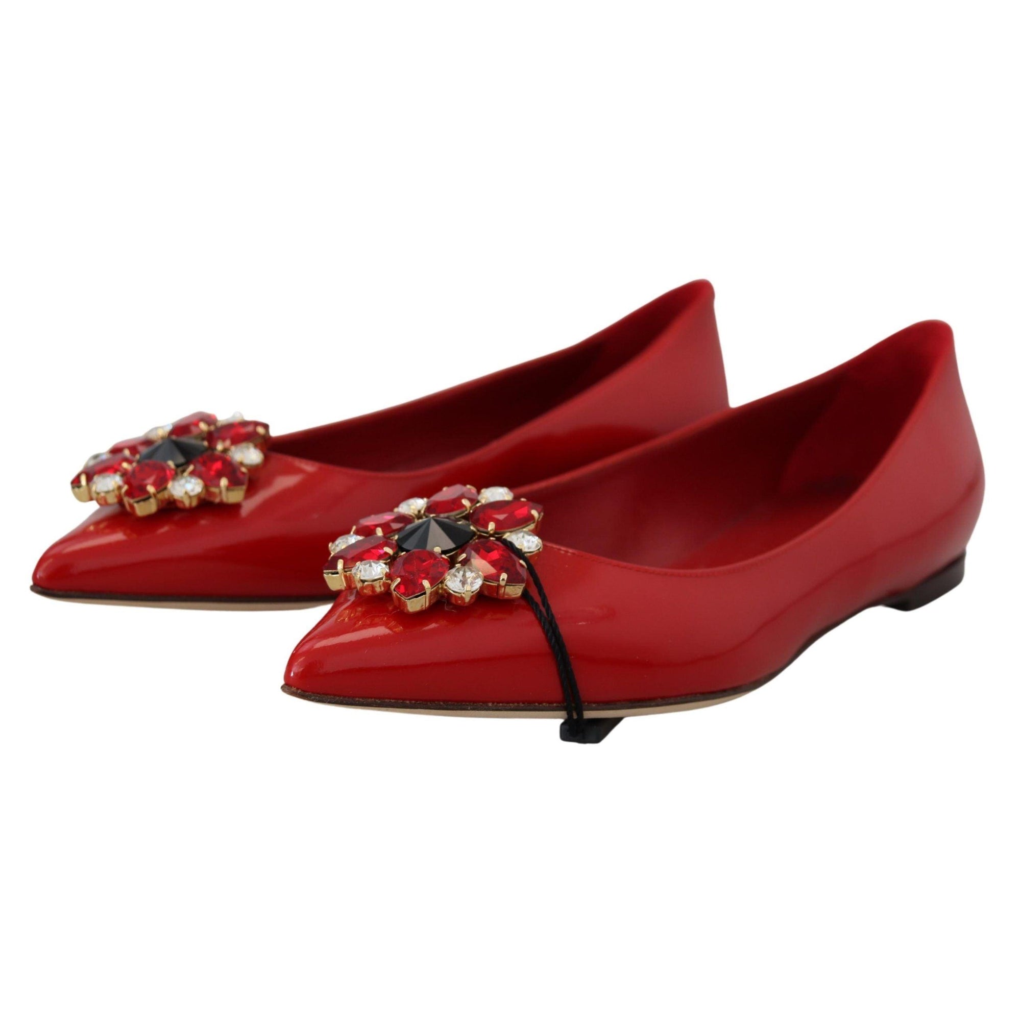 Dolce &amp; Gabbana Red Suede Crystal Loafers - Exquisite Elegance