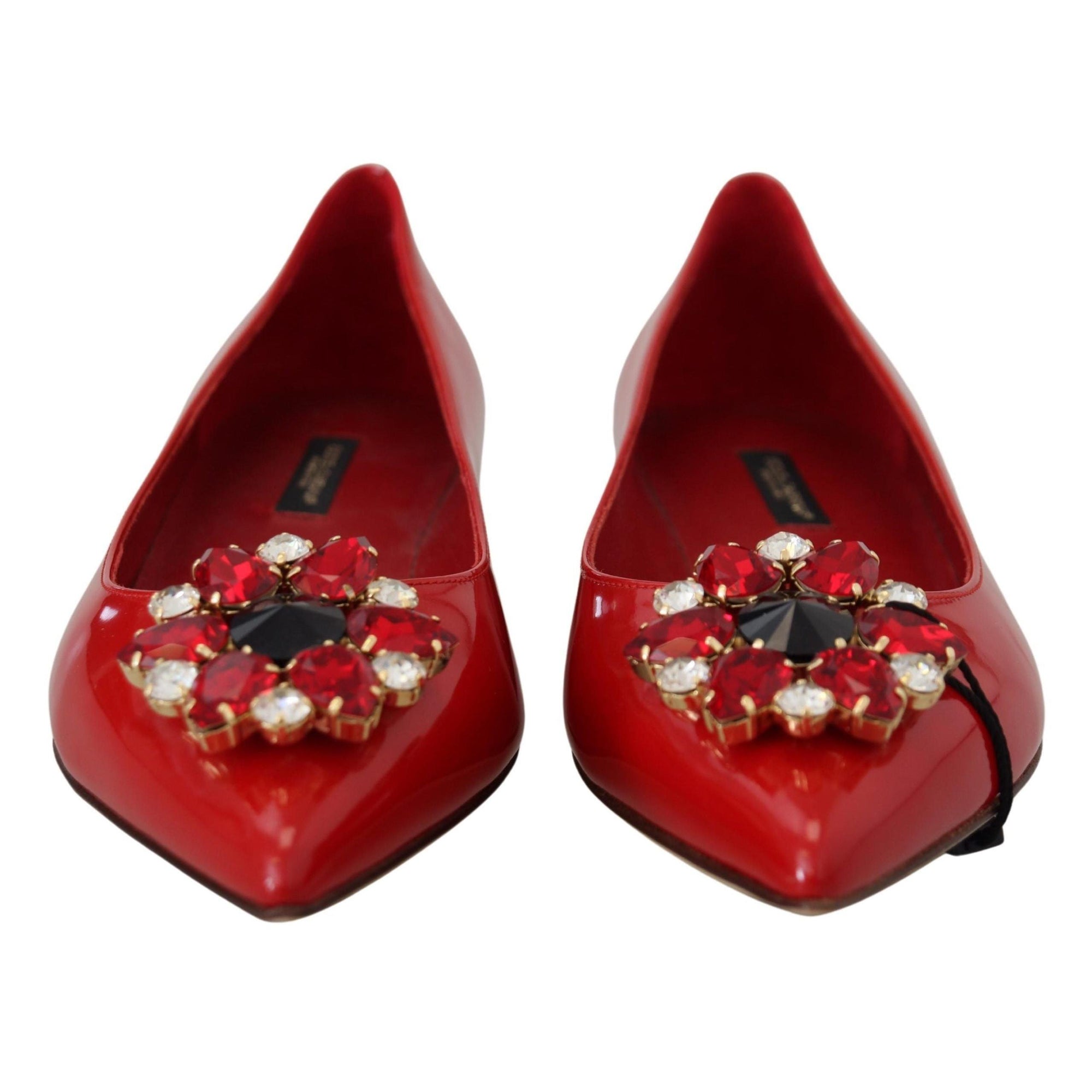 Dolce &amp; Gabbana Red Suede Crystal Loafers - Exquisite Elegance