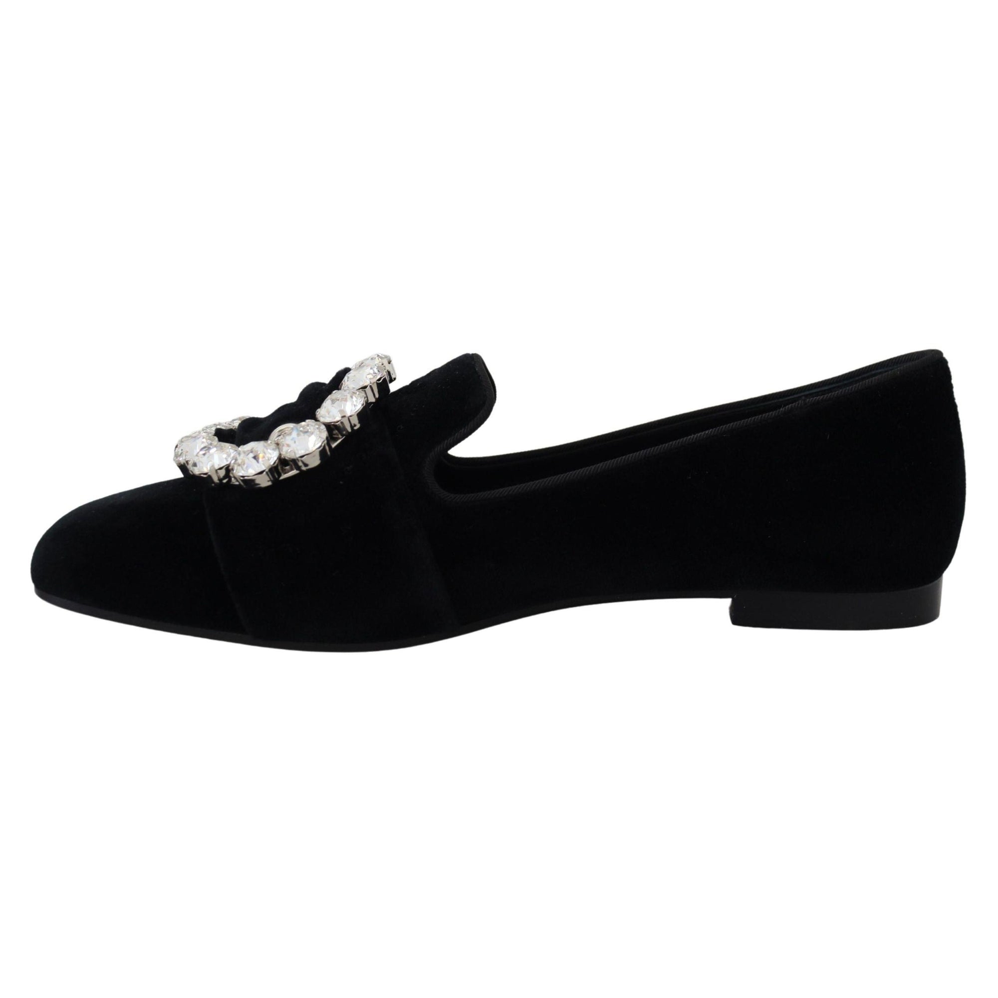 Dolce &amp; Gabbana Chic Velvet Crystal-Embellished Loafers