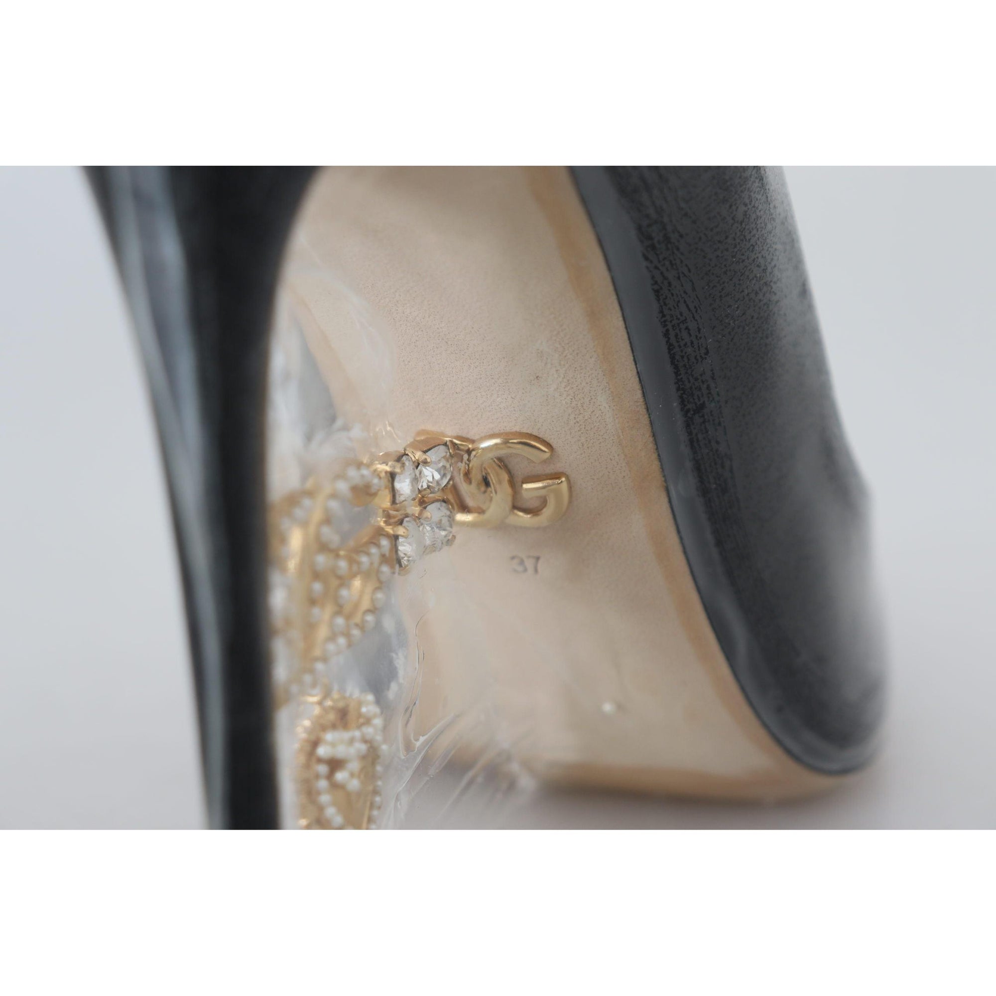 Dolce &amp; Gabbana Elegant Black Gold Detail Heels Pumps