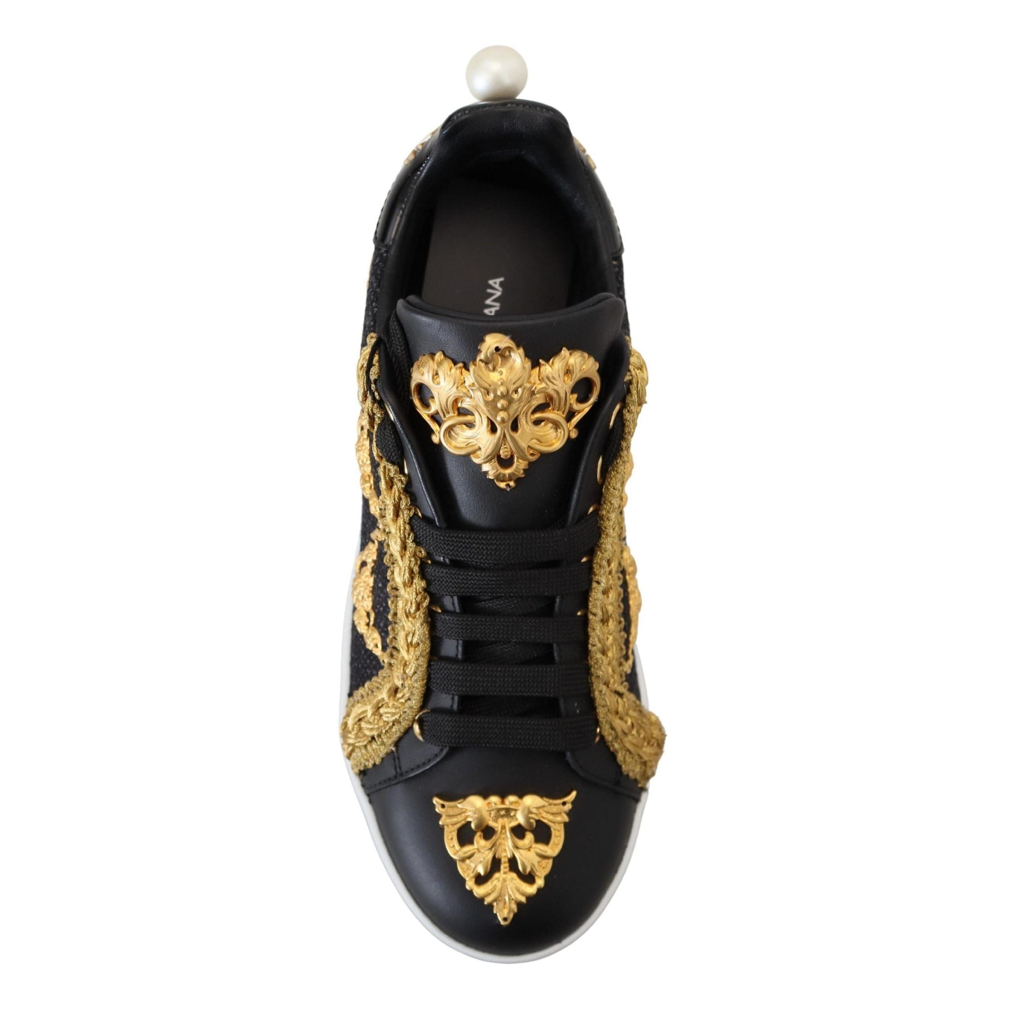 Dolce &amp; Gabbana Elegant Portofino Leather Sneakers in Black
