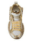 Dolce & Gabbana Elegant White and Gold Leather Sneakers