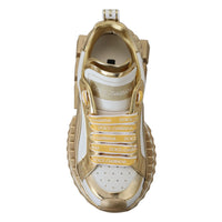 Dolce & Gabbana Elegant White and Gold Leather Sneakers