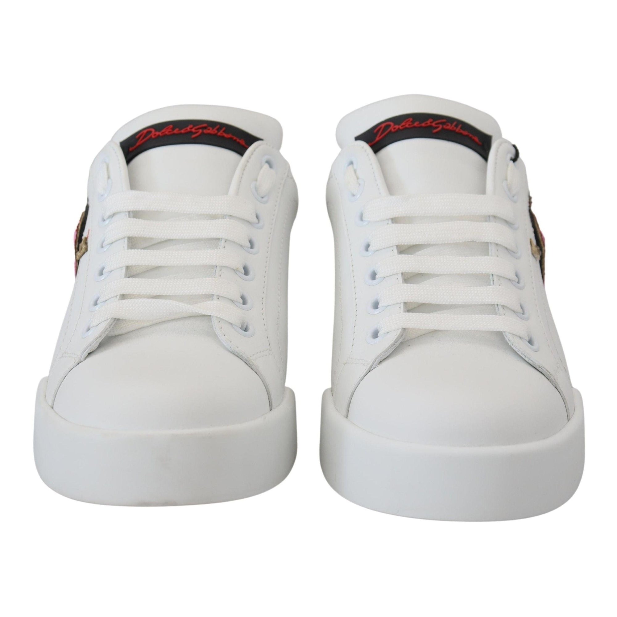 Dolce &amp; Gabbana Elegant White Portofino Leather Sneakers
