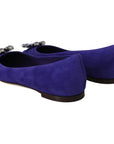 Dolce & Gabbana Embellished Crystal Purple Suede Flats