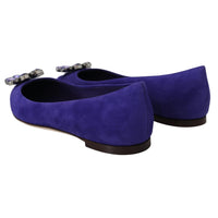 Dolce & Gabbana Embellished Crystal Purple Suede Flats