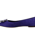 Dolce & Gabbana Embellished Crystal Purple Suede Flats