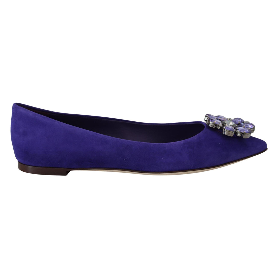 Dolce & Gabbana Embellished Crystal Purple Suede Flats