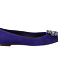 Dolce & Gabbana Embellished Crystal Purple Suede Flats