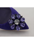 Dolce & Gabbana Embellished Crystal Purple Suede Flats