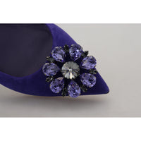 Dolce & Gabbana Embellished Crystal Purple Suede Flats